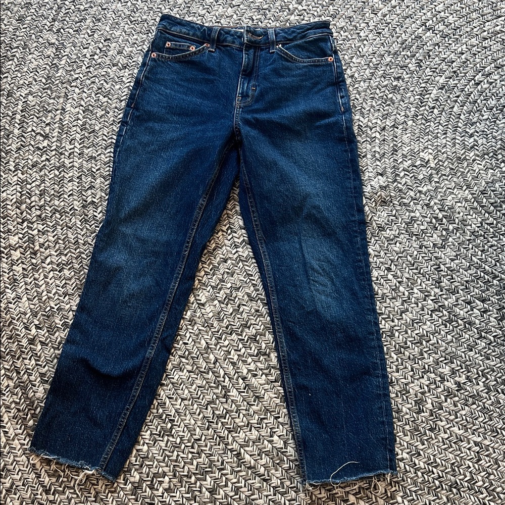 Topshop Dark Blue Straight Leg Jeans